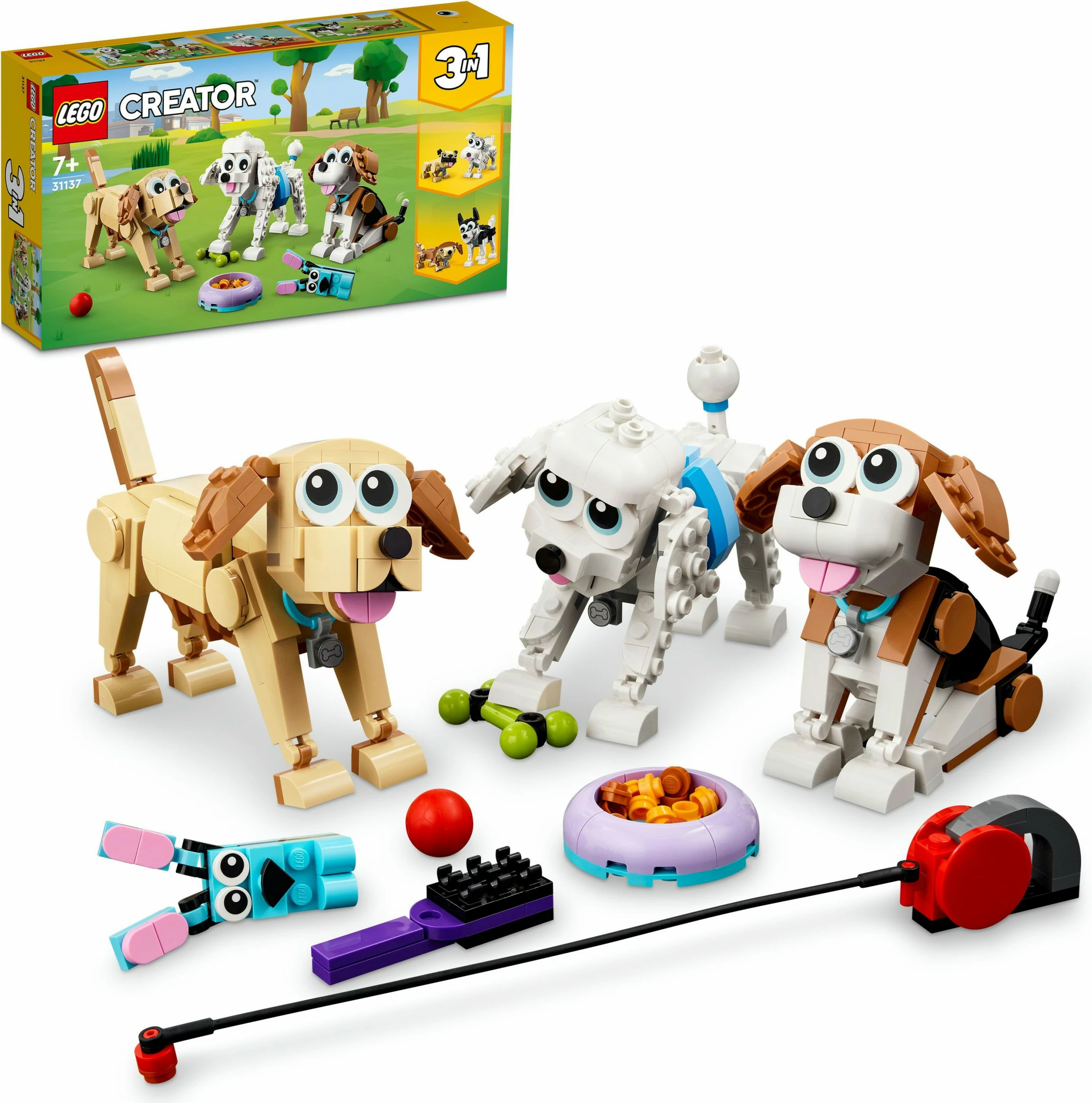 Set za sestavljanje 3-v-1 prikupni psi, LEGO Creator, 475 kosov, večbarven