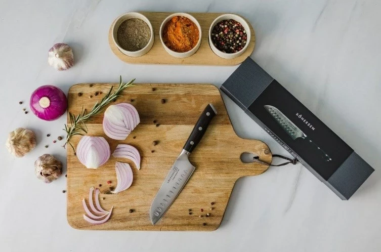 Santoku nož Elegance Ebony Wood Kohersen, 12,7 cm, Damascus jeklo