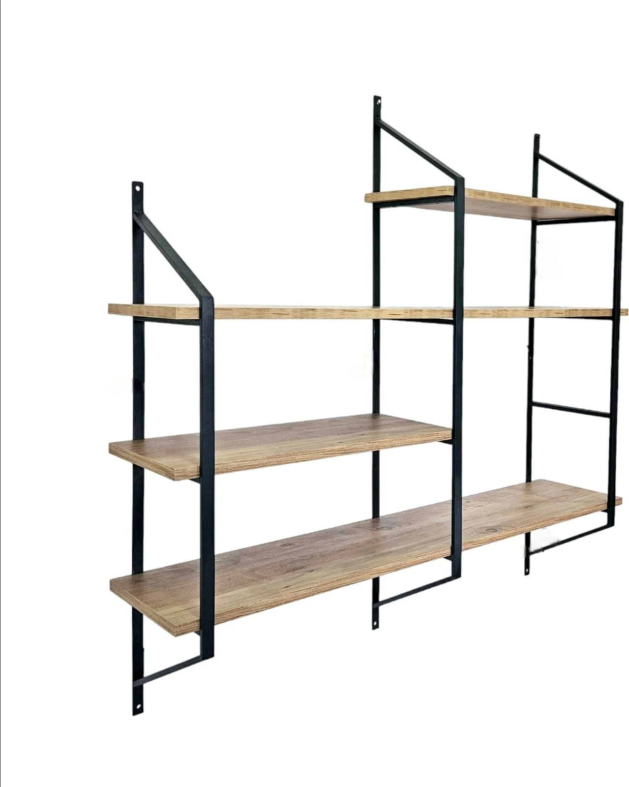 Stenski regal Raffy6, Hanah Home, črn in Atlantic Pine, 120x120x28 cm
