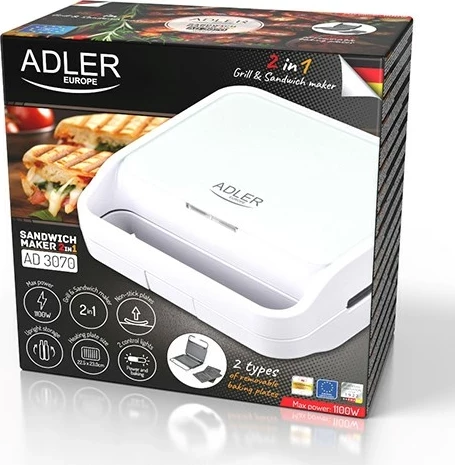 Toster za sendviče Adler AD 3070W, bel