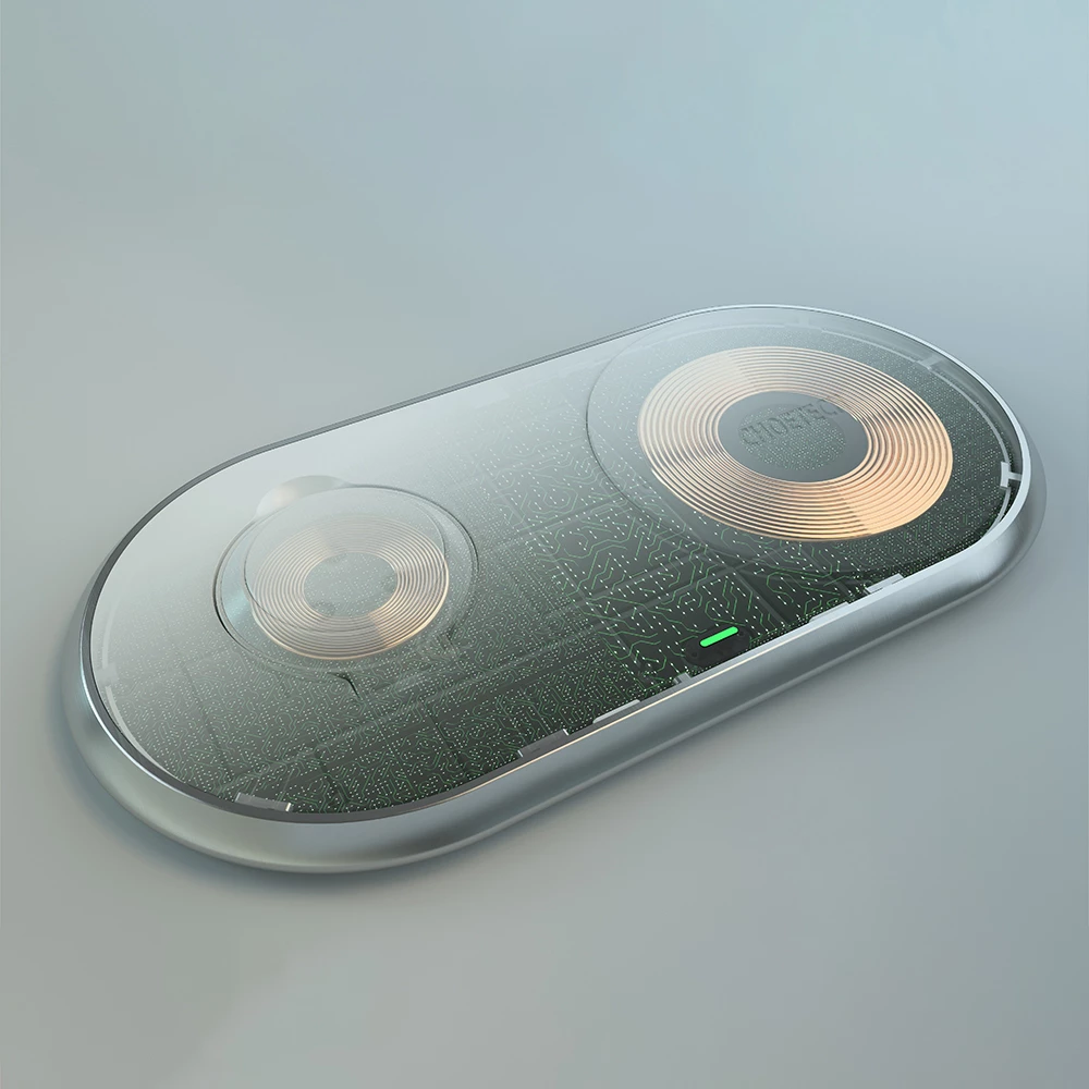 Brezžični polnilec Qi 2-v-1 za pametni telefon in Apple Watch, Choetech T317, USB-C, bel