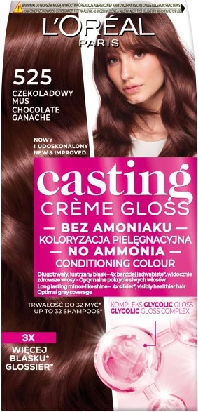 Barva za lase L'Oreal Paris Casting Creme Gloss 525 Chocolate Mousse, za ženske, 1 kos