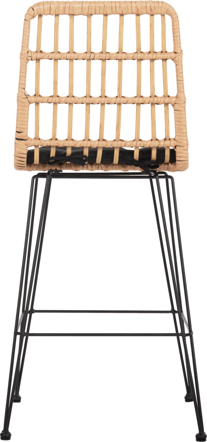 Barski stol srednje višine ALLEGRA FH5643.11 kovina in blazina črna-pletena bež 50x55x103H cm