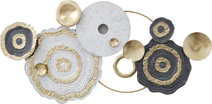 Dekoracija za steno iz kovine, zlatorumeno-bela-črna, 127,5x63x6 cm