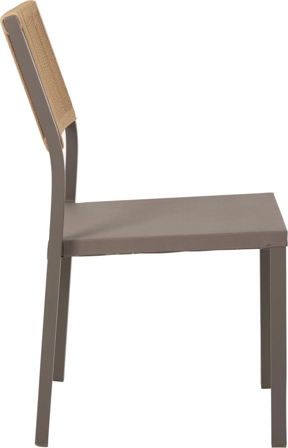 Aluminijasti stol FH5921.03 s šampanjskim okvirjem in tekstilom s sintetičnim ratanom v bež barvi 46x55,5x83H cm