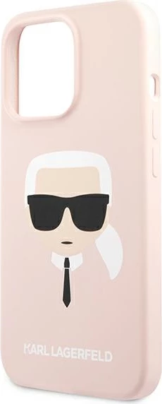 Ovitek za telefon iz silikona Karl's Head za iPhone 13 Pro Max, roza, Karl Lagerfeld