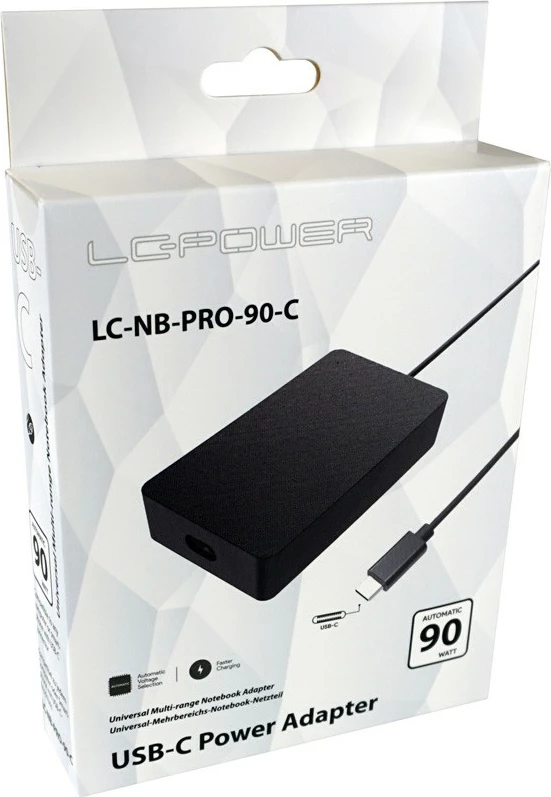 Univerzalni napajalnik 90W USB-C, LC-Power, črn