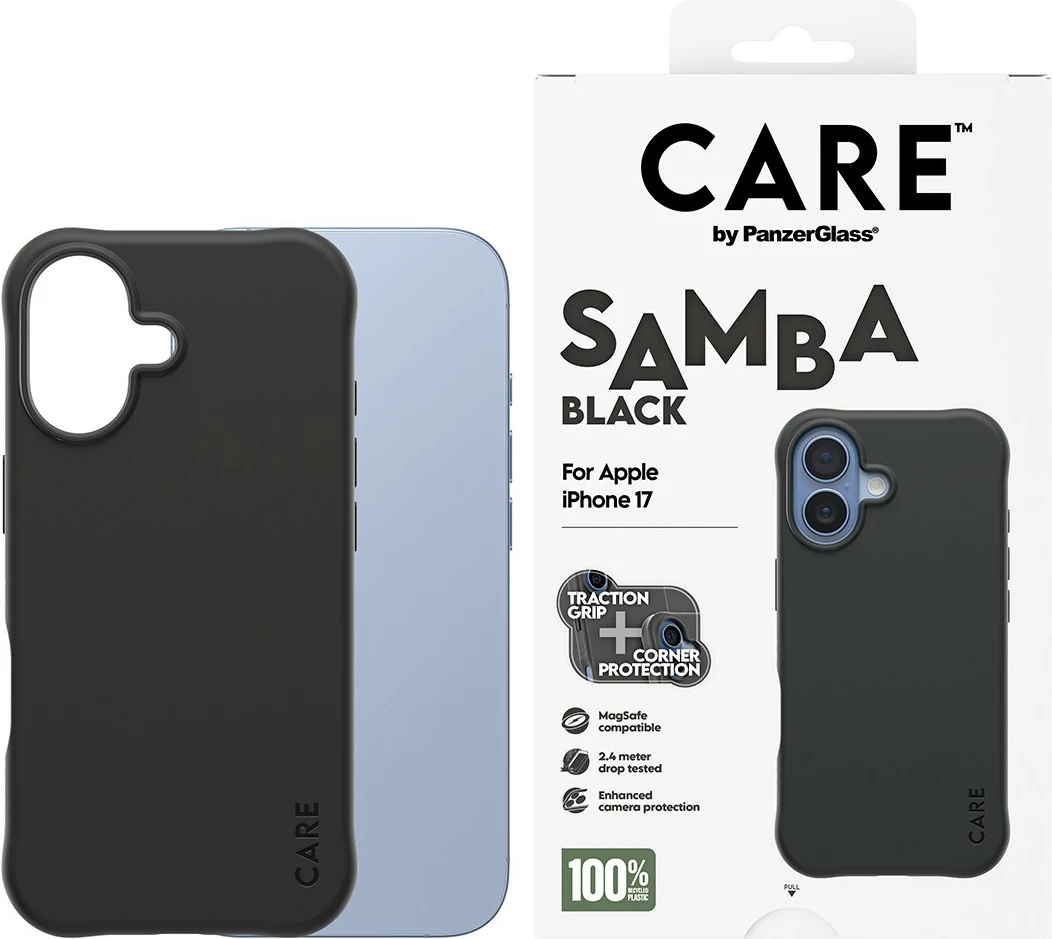 Ovitek za telefon PanzerGlass CARE fashionable Samba MagSafe za iPhone 17, črn