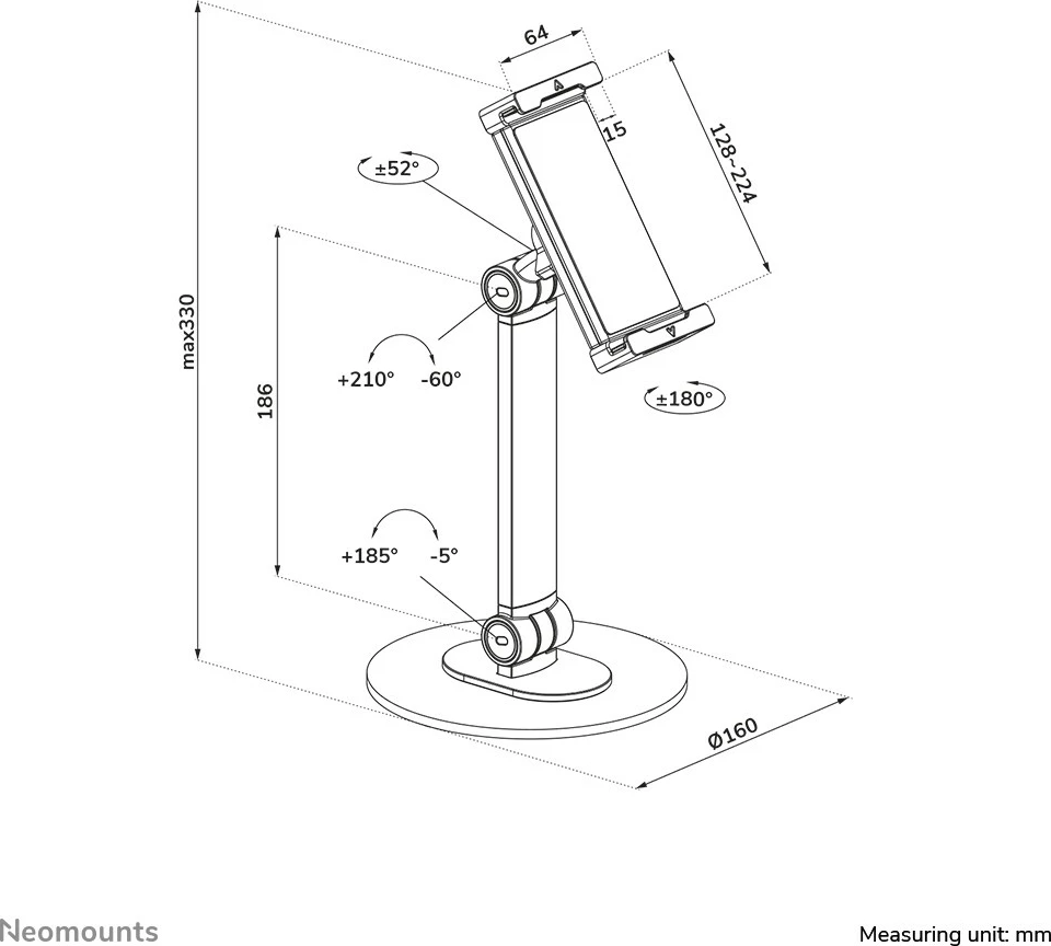 Namizni nosilec za tablice in telefone Newstar DS15-540WH1, univerzalen, bel