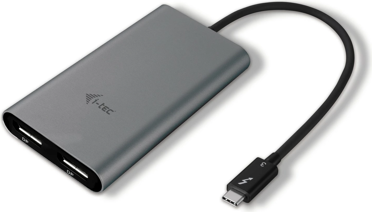 Video adapter za dva DisplayPorta, I-Tec TB3 Dual DP, Thunderbolt 3, siv