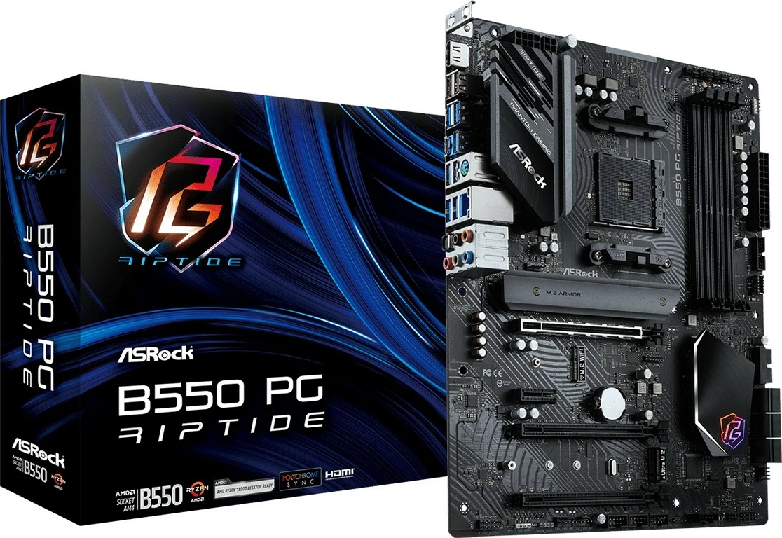 Matična plošča ASRock B550 PG Riptide, ATX, za Ryzen, 128 GB DDR4, Ethernet 2.5G