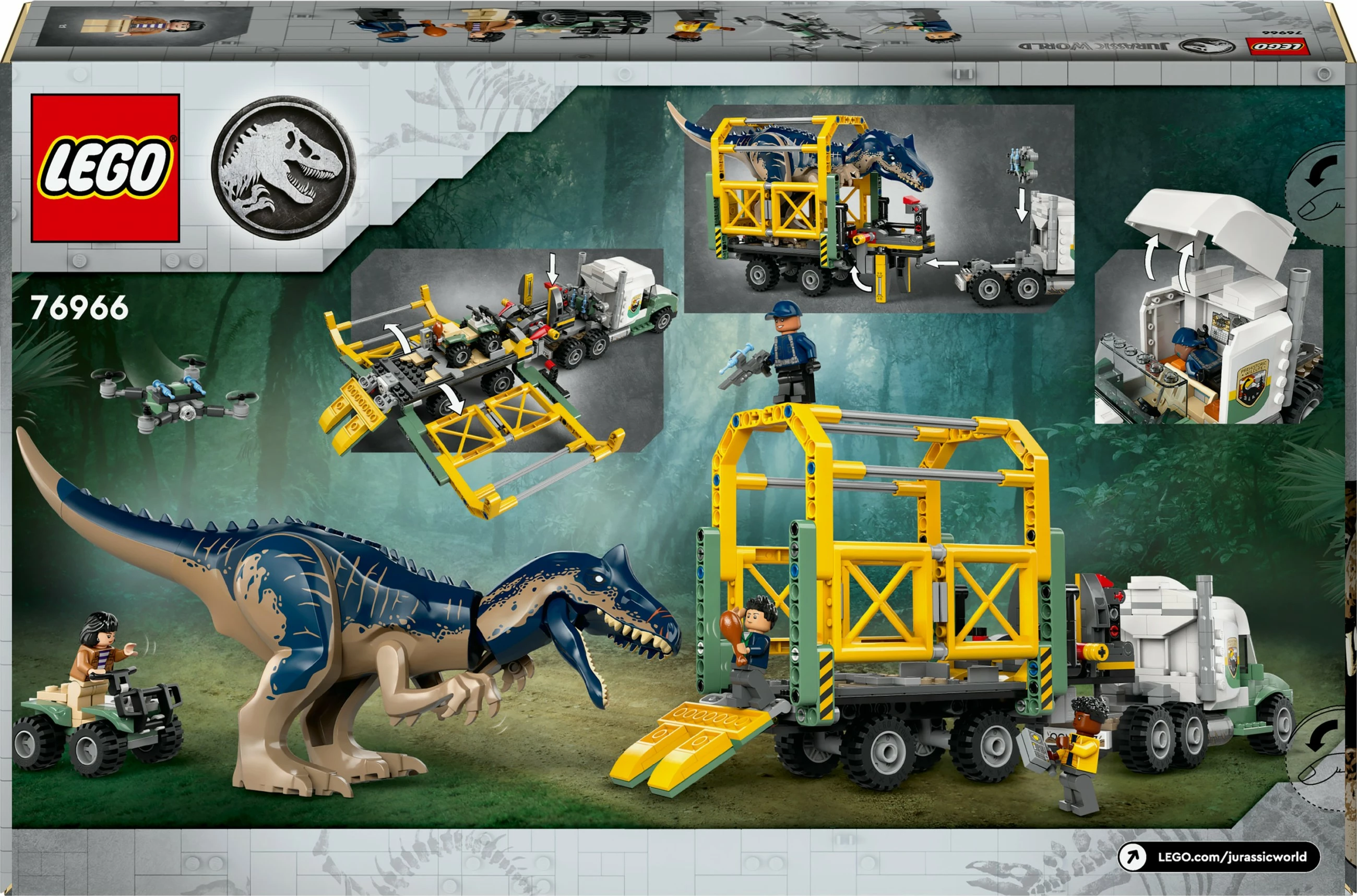 Set za gradnjo Allosaurus Transporter LEGO Jurassic World 76966, 588 kosov, večbarven