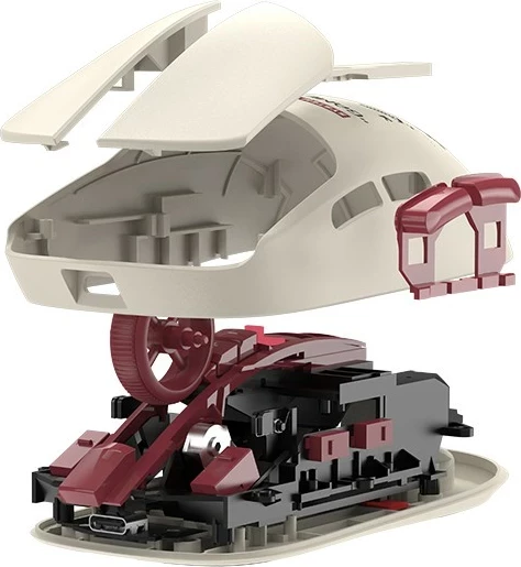 Igralna miška A4-Tech Bloody R72 ULTRA DUO Pixels Red, brezžična, RGB, bela