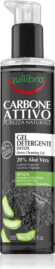 Čistilni gel za obraz Equilibra Carbo Detox, za ženske, 200 ml