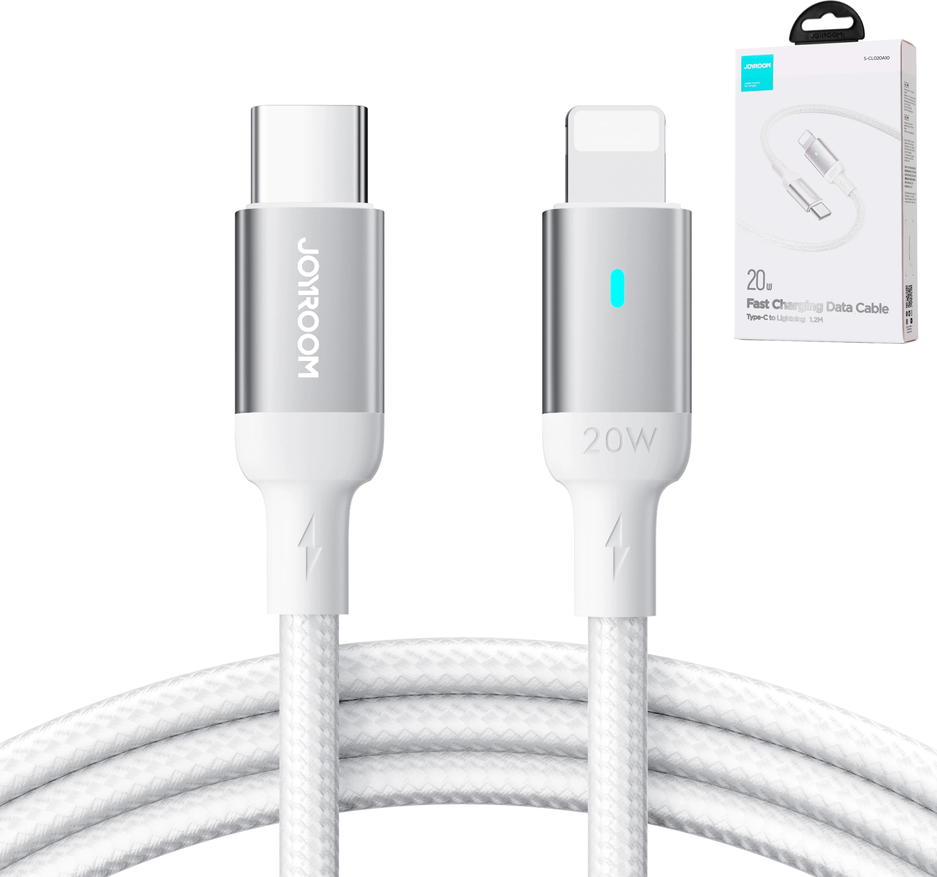 Kabel USB-C na Lightning, Joyroom Extraordinary Series A10 S-CL020A10W, PD 20W, 1,2 m, USB 2.0 480 Mbps, LED, bel