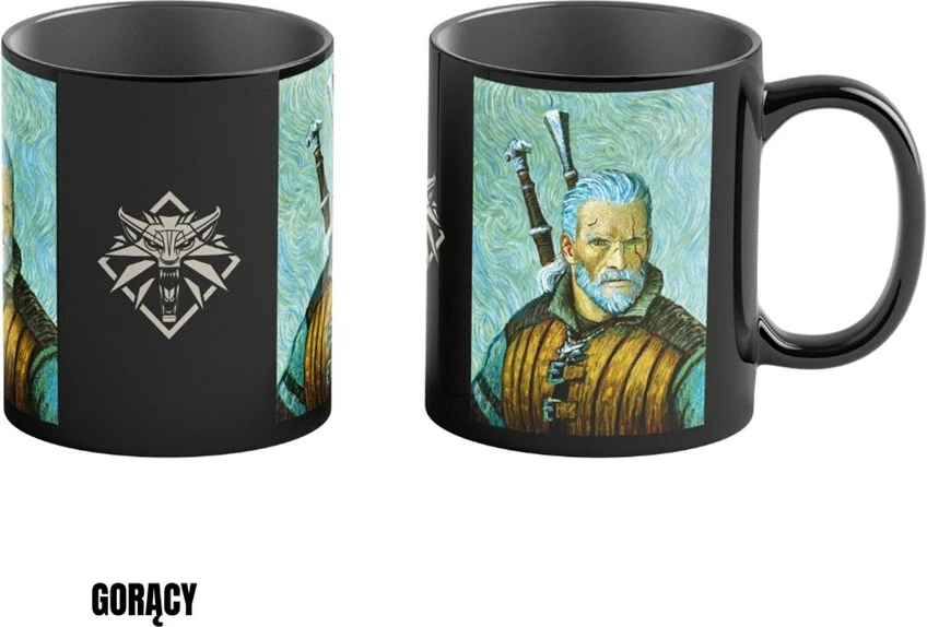 Unikaten skodelica z motivom The Witcher 3, Cenega Publishing, 450 ml, črna