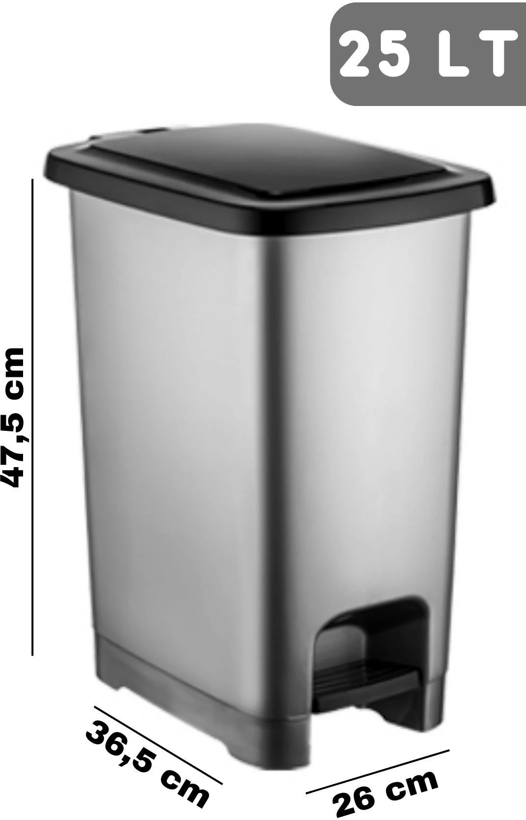 Plastičen koš antracit, SEPCK-25, 36,5x26x47,5 cm
