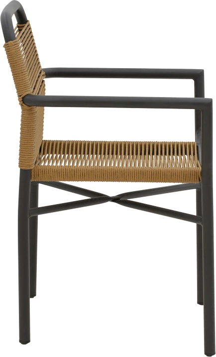 Zložljiv aluminijast stol Clutch, antracit ogrodje, naravni ratan, 55x56x80 cm