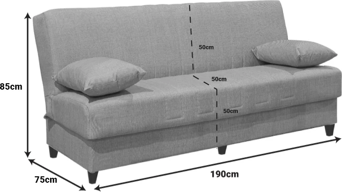 Raztegljiv trosed s shranjevalnim prostorom Romina, antracit blago, 190x75x85 cm