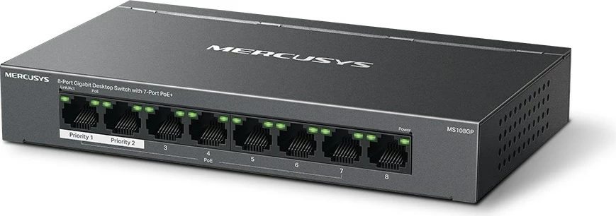 8-portni Gigabitni switch PoE+ Mercusys MS108GP, črn