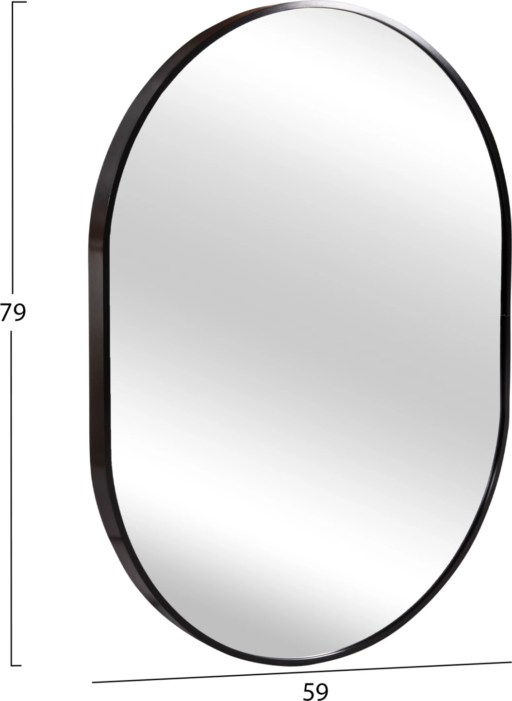 Stensko ogledalo serije Archer FH4500.01 ovalni aluminijasti okvir v črni barvi 59x79Hcm