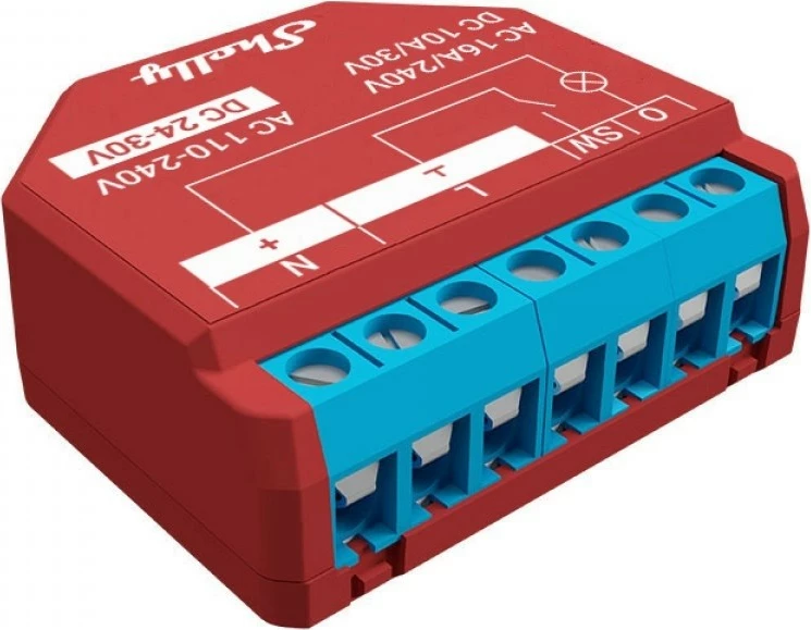 Pametni stikal Shelly Plus 1PM, brezžični, 2484 MHz, rdeč