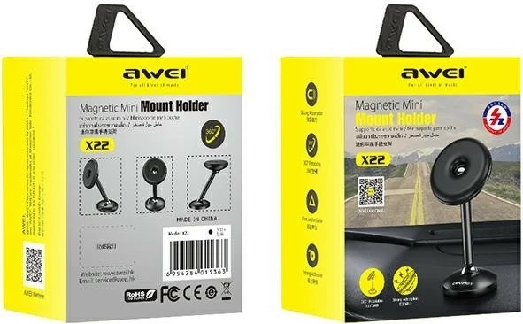 Magnetni nosilec za telefon, AWEI X22, za armaturno ploščo ali mizo, črn