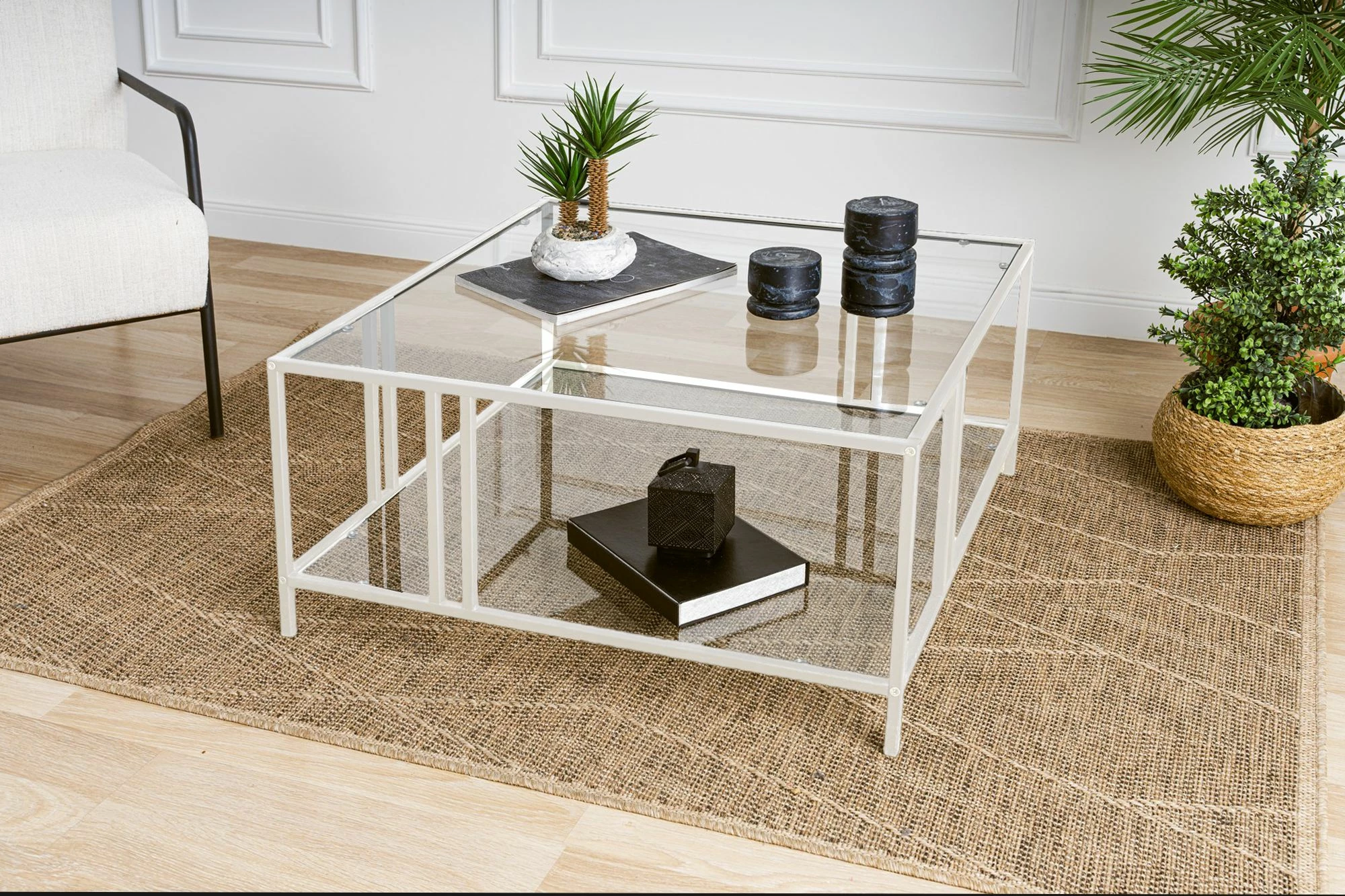 Elegantna kavna mizica Hanah Home Uranüs, bela, prozorna