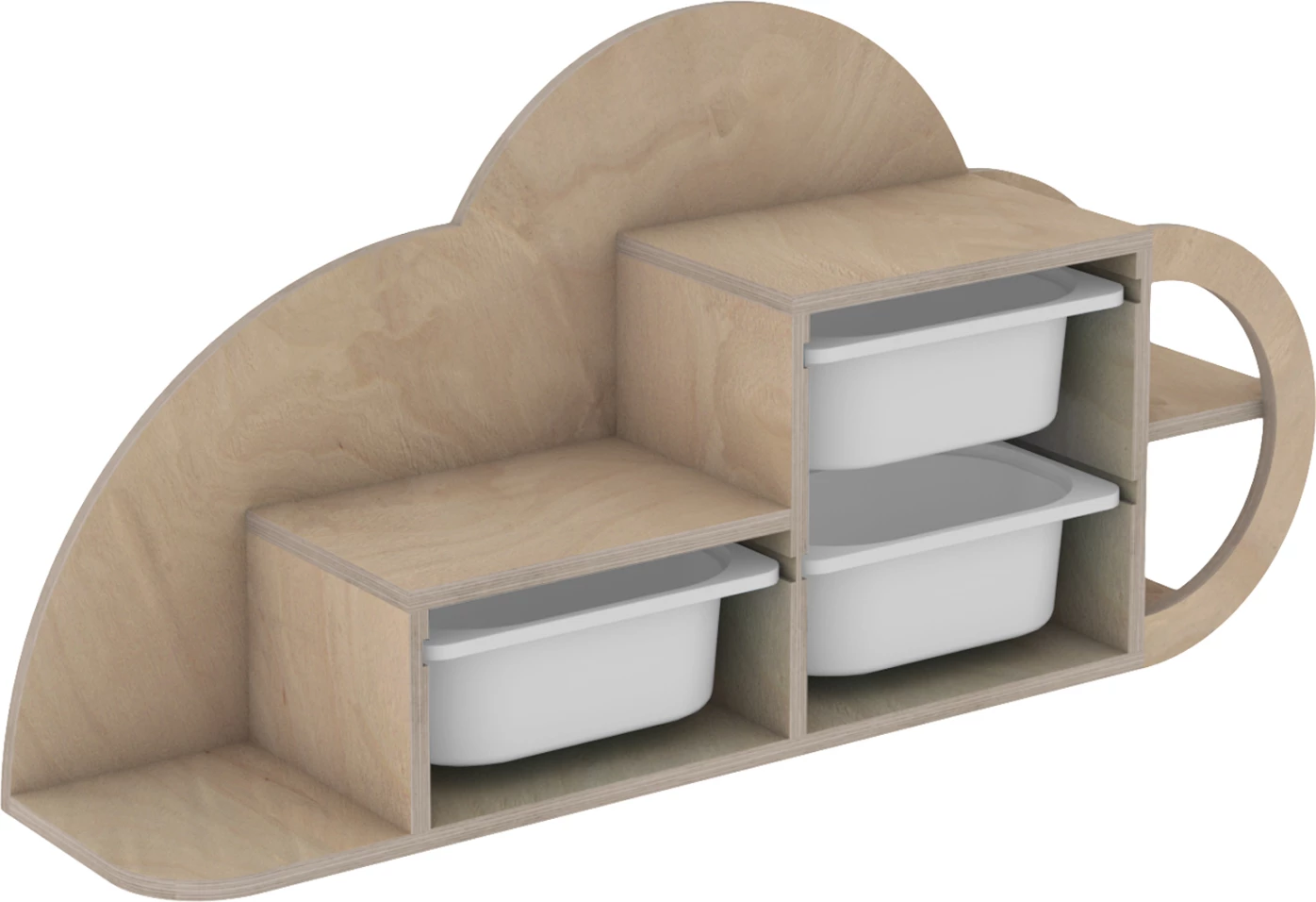 Stenska polica COBB FH18227.03 iz breze v naravni-svetlo modri barvi s plastičnimi predali 98x22,5x48,5H cm