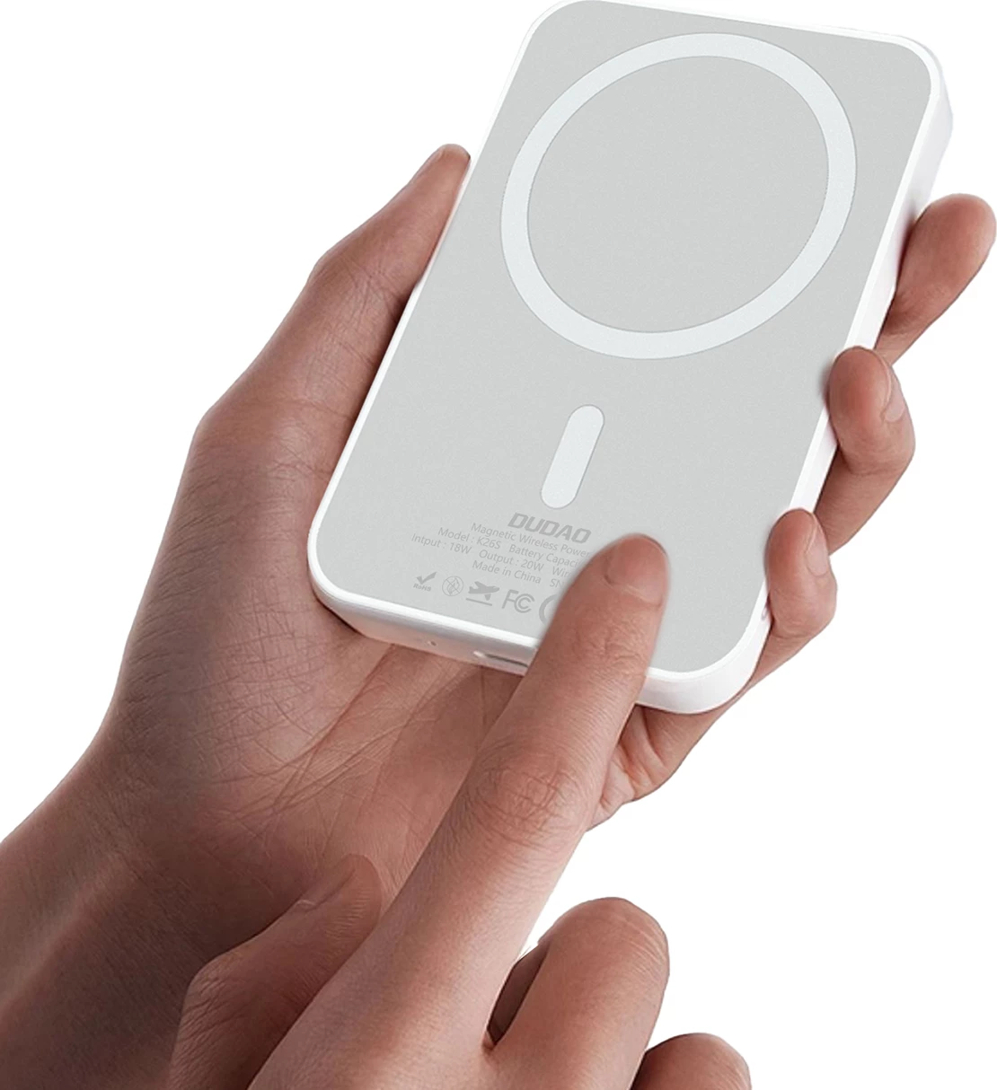 Prenosna baterija Dudao K26, 10000mAh, 20W, USB-A/USB-C/MagSafe, bela