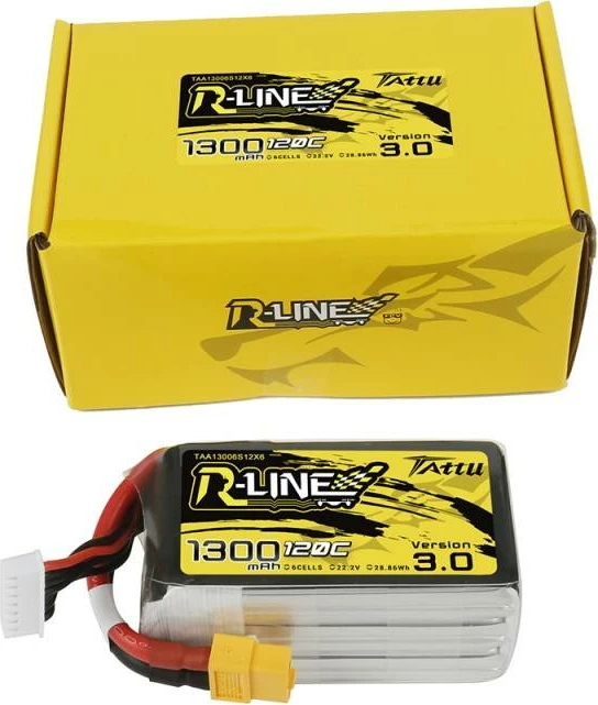LiPo baterija 1300 mAh, 22,2 V, 120C, 6S1P, XT60 Tattu R-Line Version 3.0