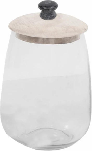 Kavanoz za shranjevanje Actia s pokrovom, steklo, svetlo bel lesen pokrov, 14x14x20 cm