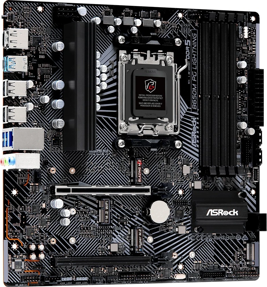 Plošča ASRock B650M PG Lightning, Socket AM5, micro ATX, črna