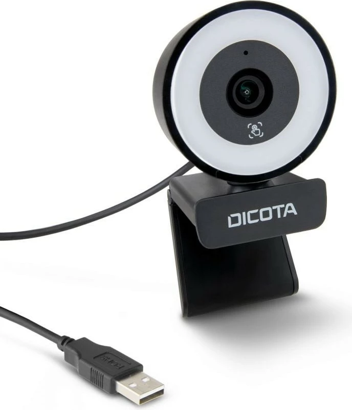 Ringlight vgrajena spletna kamera, DICOTA, 5MP, črna