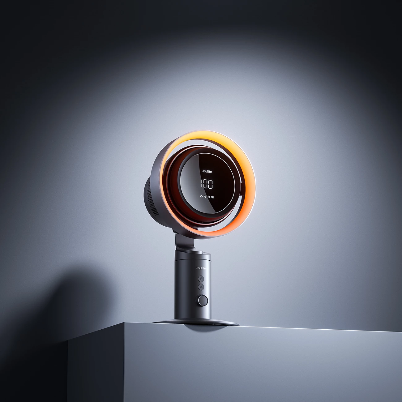 Namizni ventilator z vgrajenim filtrom zraka Jisulife Table Fan Pro3, 10.000 mAh, USB-C, temno siv