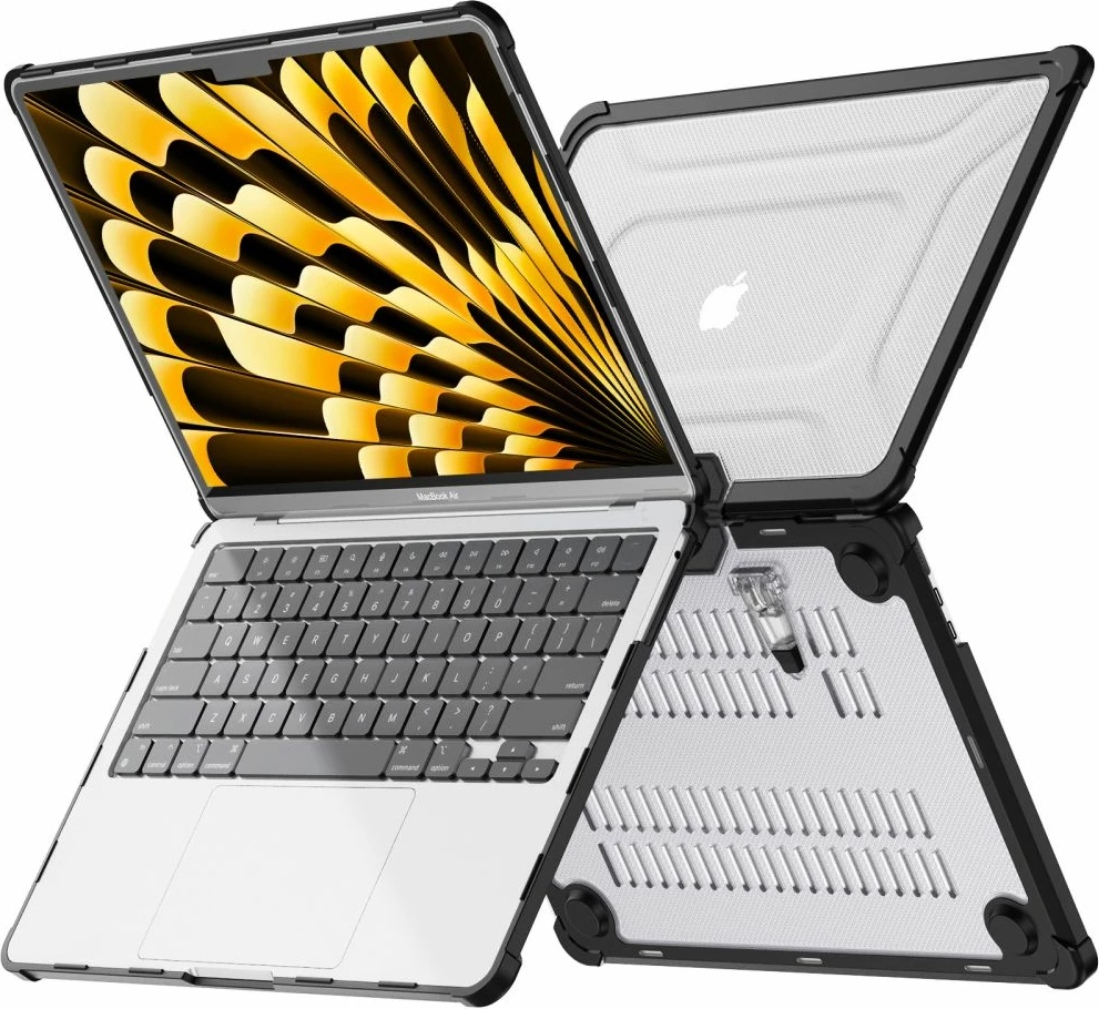 Ovitek, prosojen in črn Tech-Protect SmartShell Pro za MacBook Air 13" M2/M3/M4