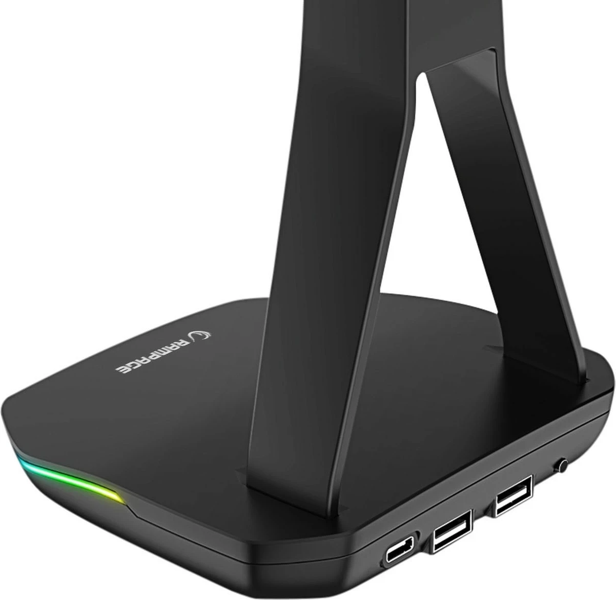 Nosilec za slušalke, gaming, RGB, 2x USB Rampage T14, črn