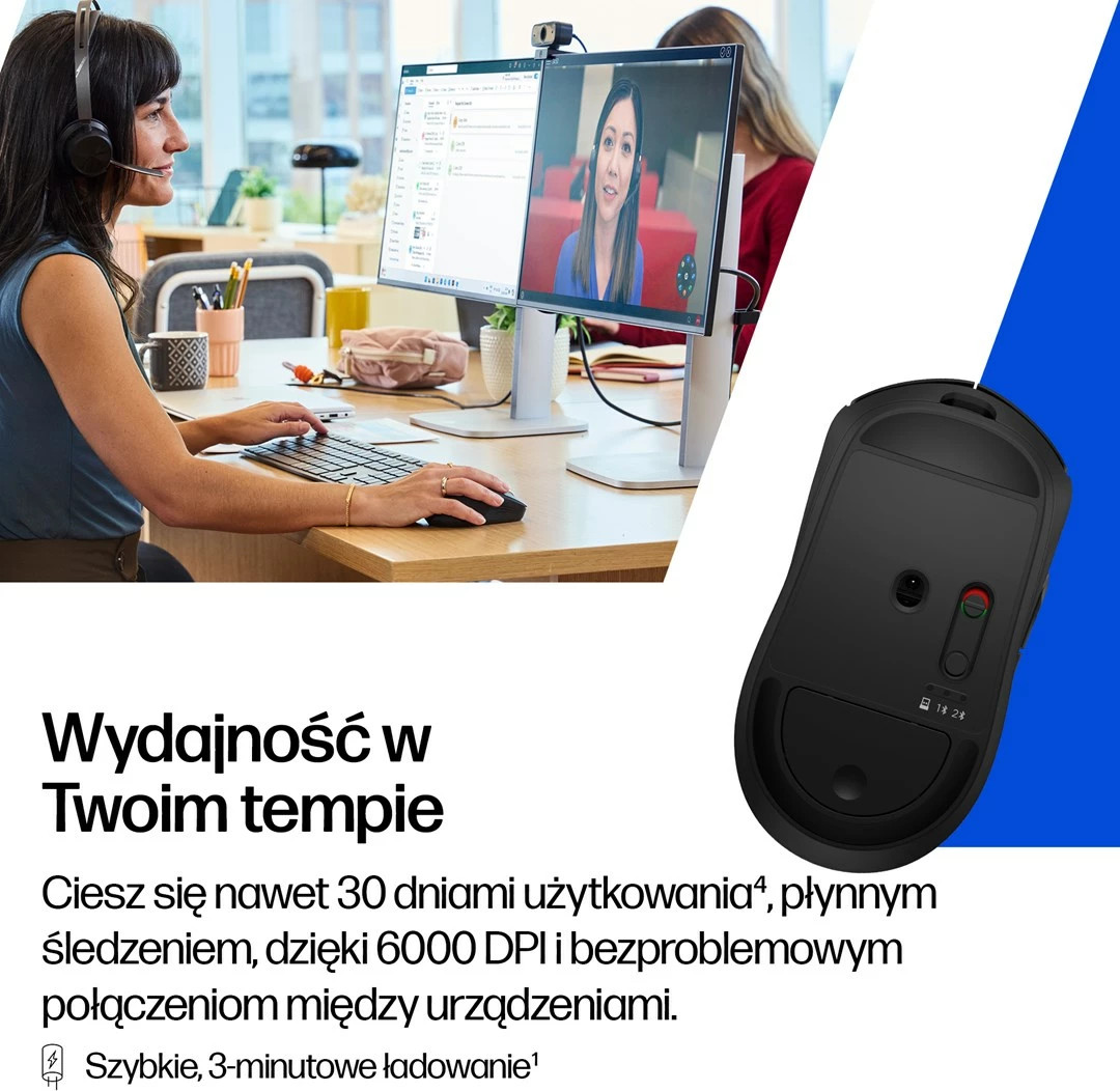 Brezžični miš, polnilna, 8 gumbov, Bluetooth 5.2, USB Type-C, črn — HP 700