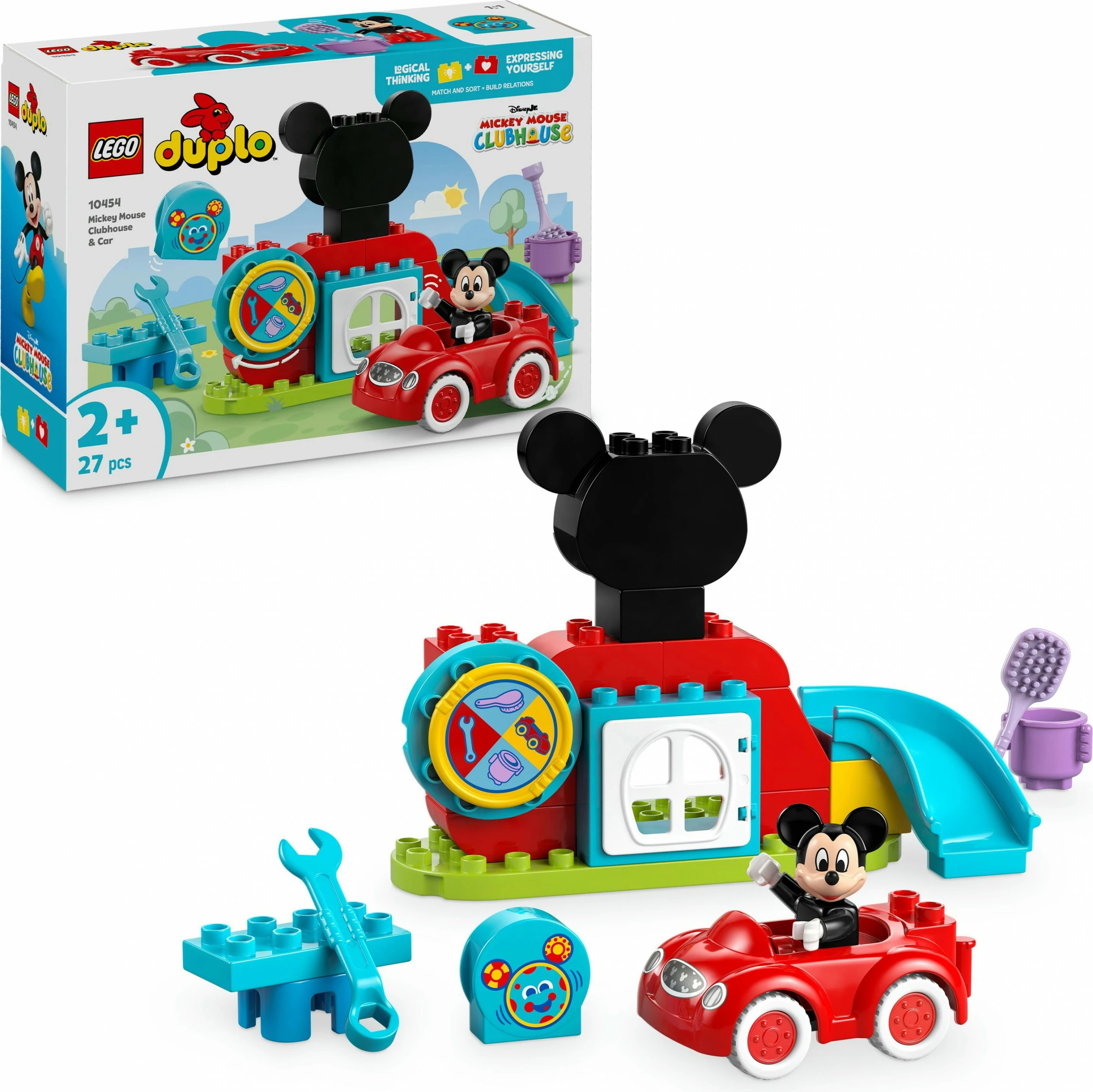 Igralni set Disney Mickey Mouse Clubhouse in avto, LEGO DUPLO, 27 kosov, večbarven