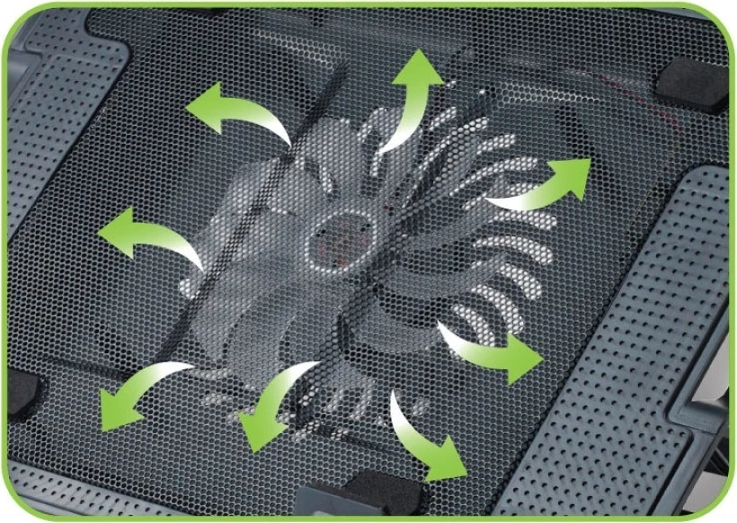 Podstavek in hladilnik za prenosnik, Techly, do 17,3", črn