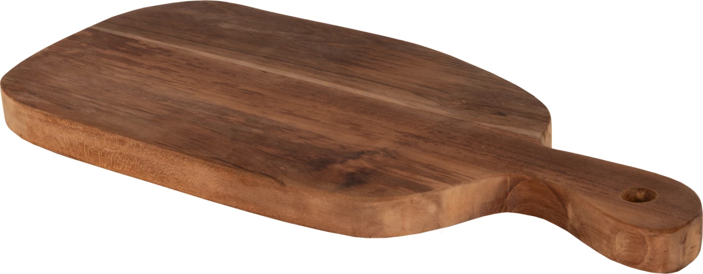 Deska za rezanje v normalni obliki FH4290 iz tikovine v naravni barvi - luknja za obešanje in ročaj 19x43,5x2Hcm