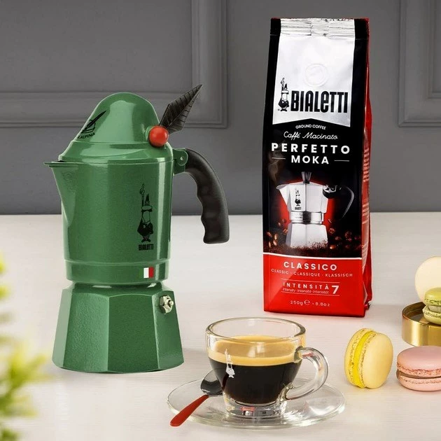 Moka aparat za kavo Moka Break Alpina Bialetti, 3 skodelice, aluminij, zelen