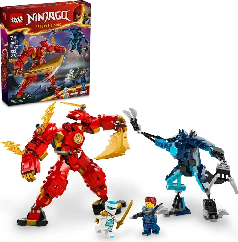 Elementalni ognjeni mech Kai, LEGO NINJAGO 71808, 4 minifigure, rdeč