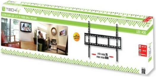 Stenski nosilec za TV, Techly 022649, za LCD/LED 42–80 palcev, tanek, črn