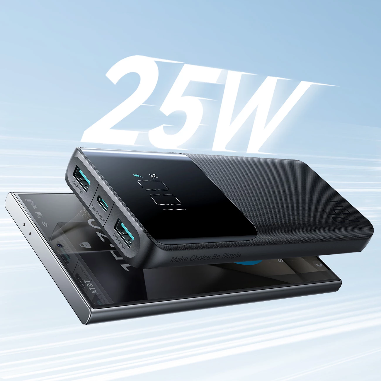 Prenosna baterija Joyroom JR-PBF20, 10000 mAh, 25 W, z zaslonom, črna