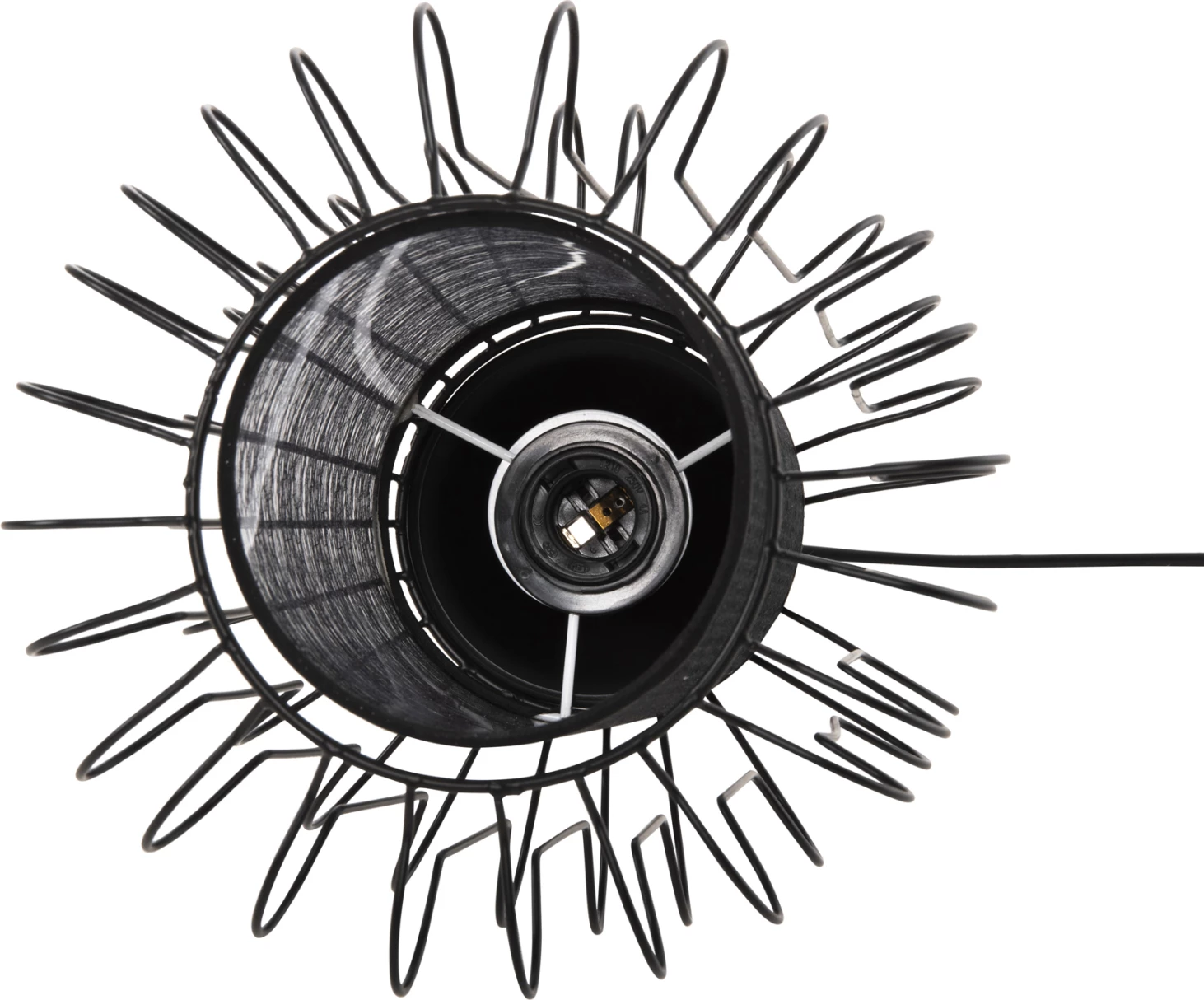 Stropna viseča svetilka FH4087 črna kovina-bela tkanina Φ24x130Hcm