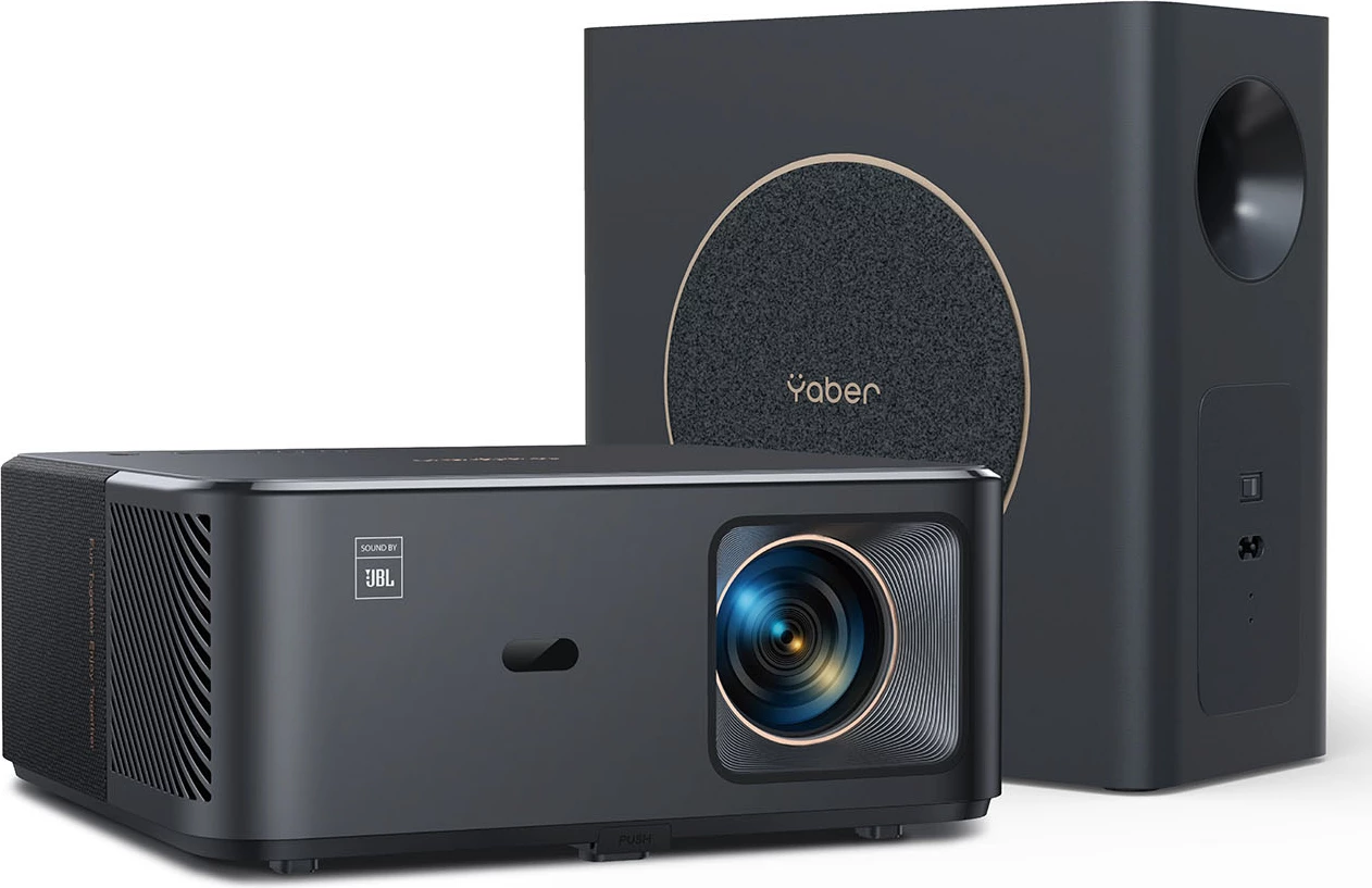 Multimedijski projektor Yaber K2s Pro, FullHD 1080p, JBL zvočniki in subwoofer, Android TV, črn