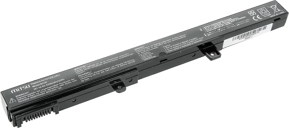 Baterija za prenosnik Mitsu BC/AS-X451, 2200 mAh, 14.4-14.8 V, črna