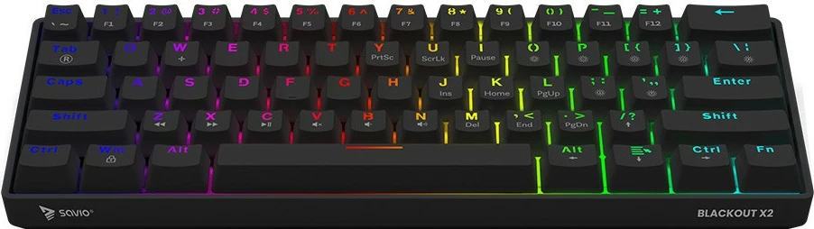 Mehanična tipkovnica 60% z ARGB osvetlitvijo, Savio Blackout X2, OUTEMU Red, črna