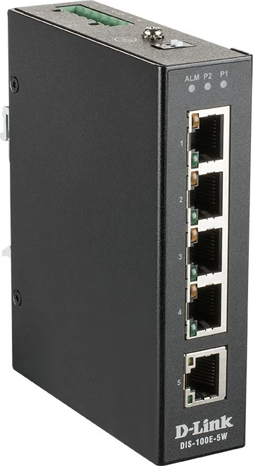 Industrijski stikalnik D-Link DIS-100E-5W, 5-portni Fast Ethernet, unmanaged, črn